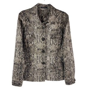 Liz Claiborne Women’s Snake Skin Print Pattern Button Up  Pockets Jacket Size 16